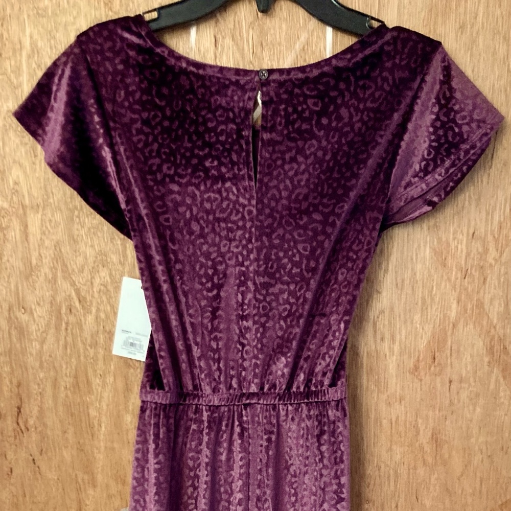 Ruffle sleeve velvet jumpsuit Sz 10/12 girls PURPLE